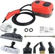 Steam Cleaner, Steam Mop Comes with 8 Accessories and 15S Fast Heating, Multipurpose Steam Cleaner with with 1100Ml Water Tank for Stain Removal, Car, Sofa, Floor, Bathroom, Window,Kit red
