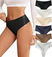[oshkang] Breathable Womens Underwear Seamless High Waisted Thongs Plus Size No Show Lingerie Sexy Panties Ladies Undies 6 Pack