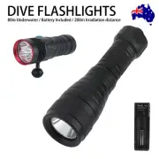 80m Underwater LED Diving Light Scuba Dive Flashlight Torch Light Lamp Outdoor