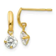 14k Yellow Gold CZ Children's Dangle Post Earrings Madi K Kids Jewelry