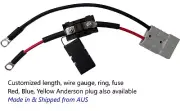 50A Anderson to ring cable with Midi fuse. Customized wire length, gauge & fuse.