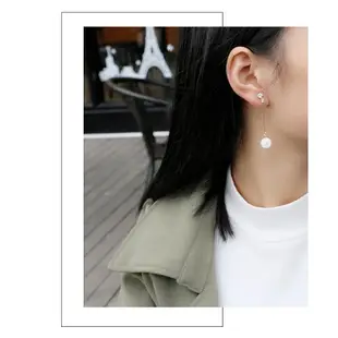 【NiNi Me】夾式耳環 閃亮冰雪圓球單鑽長款夾式耳環 E0041
