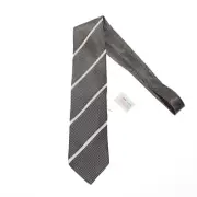 Italo Ferretti NWT Neck Tie 100% Silk in Black/White with White Pleated Insert