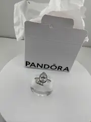 New 100% Authentic PANDORA 925 Sparkling Pear Halo Ring 192835C01