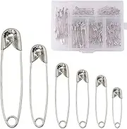 DOTOTO 250 Pieces Safety Pins, 6 Sizes (22-55mm) Safety Pins with Storage Box, for Art Craft Sewing Jewelry Making Home Office Use,Rust-Resistant