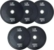 Fitness First Rubber Bumper Plates - Durable Round Weight Plates for Cross Training, Weight Lifting & Fitness - Available in 5 Weight Options