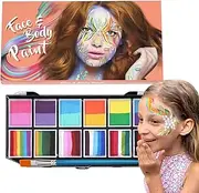 Face Paint Palette, Body Paint Washable Costume Makeup, 12 Color Water Based Face Paint Makeup, Face Painting Kit Professional for Kids Adults