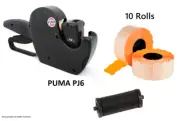 Puma Price Tag Gun Pricing Labeller +10 Label Rolls Sticker Spar Ink Shop Retail