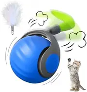 LUPAPA Speedy Ball with Tail, Smart Cat Toy Motion Activated Automatic Rolling Smart Cat Toys for Indoor Cats, USB Rechargeable Cat Ball, Blue