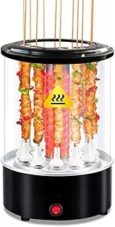 Smokeless Vertical Electric Grill, Automatic Timing Rotating Barbecue Stove, 360° Automatic Rotation, Home Outdoor Travel Hiking Camping Convenient Barbecue, Easy Clean Small Oven