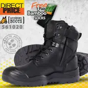 Mongrel Work Boots Black High Leg Steel Toe Zip Sider Scuff Cap Comfort 561020