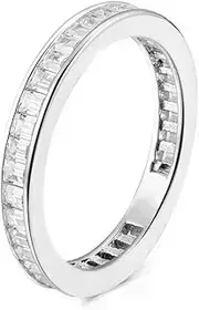 [JTC LTD] 1.00 Carat Baguette Diamond Full Eternity Wedding Ring for Women | 9K (375) Gold Channel Set Band |Width 2.5MM