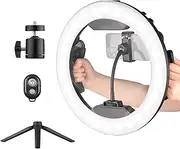 12 Inch Handheld Ring Light Video Light 3200K-5500K Dimmable Built-in Battery Dual Backside Handles with Desktop Tripod + Ballhead Adapter + ible Phone Holder for Live Streaming Selfie Black One Size
