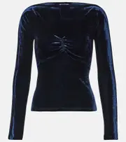 [Rabanne] Rabanne Ruched off-shoulder velvet top AU 16 blue