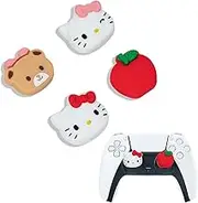 Kuitmor Cute Thumb Grip Caps for PS5,Soft Silicone Joystick Caps,Cute Thumbstick Grips Compatible with PS5/PS4/Switch Pro Controller 4PCS (Red)