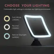 10x Magnifying Mirror with LED Lights, Dimmable Touch Light, Cordless, Locking Suction Mount, Bathroom/Travel
