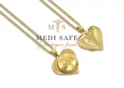 PREMIUM LADIES HEART SOS NECKLACE/PENDANT/CHAIN. WATERPROOF MEDICAL ALERT GOLD