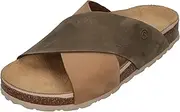 [Rohde] Elba 1713 Women's Mules Leather Cork Footbed Crossed Straps, Olive, 43 EU