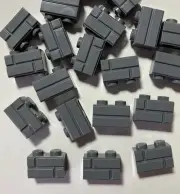 Lego 50 New Pieces Dark Stone Grey Modified 1 x 2 with Masonry Profile