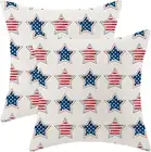 4Th of July Pillow Covers 18X18 Set of 2, Stripes Red Blue Stars Decor Patriotic