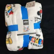 Primark Mickey Mouse Throw Blanket Friends Minnie Donald Daisy Disney White New