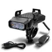 4 in 1 4000mAh Bicycle Bike Light Bike Horn Phone Holder Power Bank Black