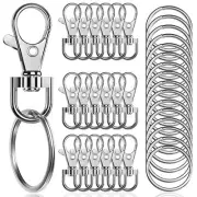 100PCS Premium Swivel Snap Hooks with Key RingsMetal Lanyard Keychain Hooks L...
