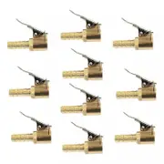 TDR 10pcs Tire Air Chuck with Valve Stem Lock-On Clip, Brass Tyre Inflator Fitting for 8mm Bore Hose, Suitable for Garage & Industrial Air Line Systems