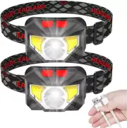 Headlamp Rechargeable, 2 Pack Lampe Frontale, Head Lamps Waterproof with Battery