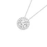 Silver Cz & Halo Slider Pendant in White