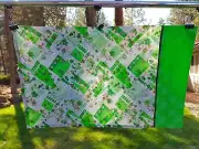 RETRO PATCHWORK GREEN FLOWERS BIRDS pillowcase size Queen