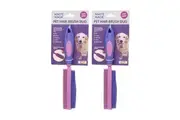 2x White Magic Rubber 27cm Pet Dog Hair Grooming Brush Duo Dirt Lint Removing