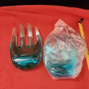 Lucite Claws for Salad BBQ Meat Shredder Grabber Forks Tongs Utensil VTG Blue