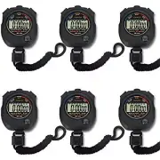 6 Pack Electronic Digital Sport Stopwatch Timer for Coaches Fitness Referees