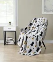 Halloween Spooky Black Cats & Pumpkins Purple & Black Ultra Plush Throw Blanket