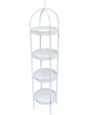 [Willow & Silk] Martinique 4 Round Shelf Unit/Plant Stand 37x37x154cm in Distressed White