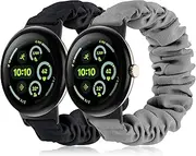 [Tovimall] Scrunchie Bands Compatible with Google Pixel Watch 3 45mm Watch Band,Elastic Fabric Watch Band,Scrunchie Strap Replacement Watch Bands For Women(2 Pack)