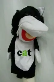 New Cat Hand Puppet Black White Word Spelling Plush Stuffed Toy Boy Girl
