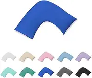 100% Cotton 300TC V Shape/U Shape/Boomerang/Tri Pillowcase/Maternity Support - Percale - Envelope Style Machine Washable (Blue)