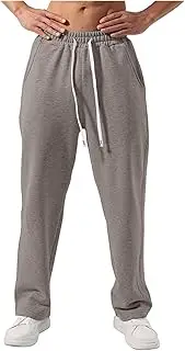Mens Baggy Sweatpants Drawstring Elastic Waist Lounge Pants Casual Loose Fit Open Bottom Straight Leg Trousers Pockets