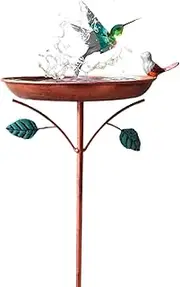 Bird Bath for Outside, Metal Bird Bath Feeding Station, Iron Water Feeder and Birdfeeder, Freestanding Bowl Design, Pet Supplies, Perfect for Lawn, Garden, Patio, Yard Art, 86x24x24cm
