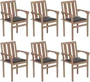 Stackable Garden Chairs with Cushions 6 pcs Solid Teak Wood Patio Chair