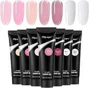Nail Extension Glue Set with 7 Popular Colors of UV Gel Odorless Crystal Model Gel Gel Long Lasting with Slip Solution