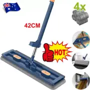 Large Flat Mop 360°Rotating Dust Wet Cleaning Magic Self Wringing Mop, 4X Pads