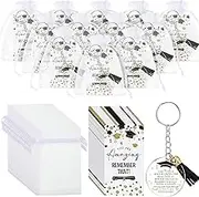 Inbagi 50 Set Graduation Gifts Keychain Class of 2025 Graduation Tassel Keychain Inspirational Cards for Party Favors University College Middle High School Graduate Souvenir Masters Nurse