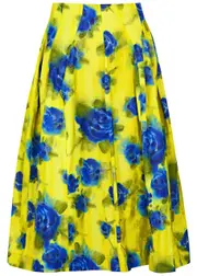 Marni Floral-print Taffeta Midi Skirt - Yellow - 42 (UK10 / S) 42 (UK10 / S)