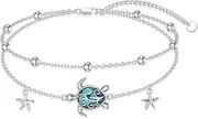 [Flpruy] Womens Anklet Sterling Silver Layered Chain Anklets Adjustable Foot Jewelry Gifts for Women 9+2 inch, 9+2inch, Sterling Silver, no gemstone