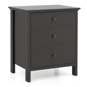 Costway 3-Drawer Nightstand Wooden Bedside Table Black