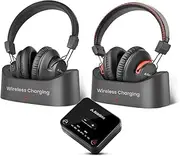 Avantree HT41899 Plus 2 - Dual Bluetooth 5.3 Wireless Headphones for TV Watching with Transmitter & Charging Docks, aptX Adaptive & Low Latency, Compatible with Optical & 3.5mm AUX TVs