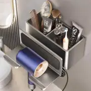 Wall Bathroom Organizer – No Drill Hair Dryer Holder & Stand Storage Shelf